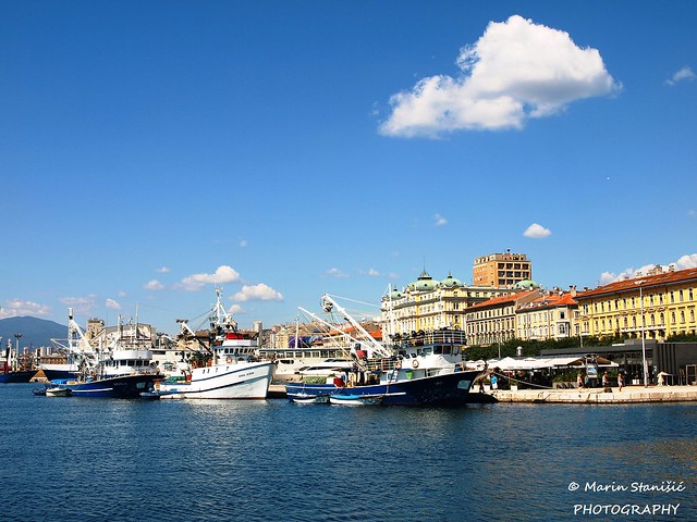 Rijeka, Croatia - Fishermans ships in port of Rijeka