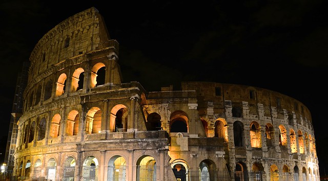 The Colosseum in Rome Lit Up at Night