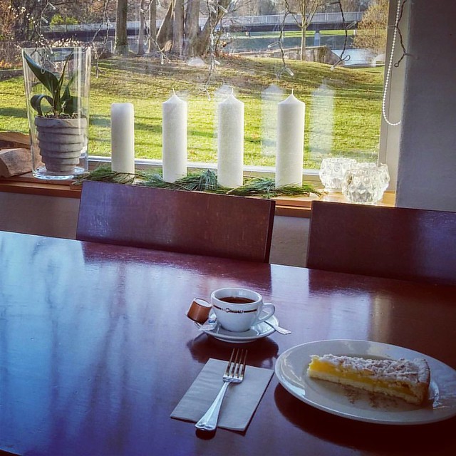 Torta della Nonna with a view.   #dessert #dessertstagram #cafe #espresso #view #relax #candle #travelmemo