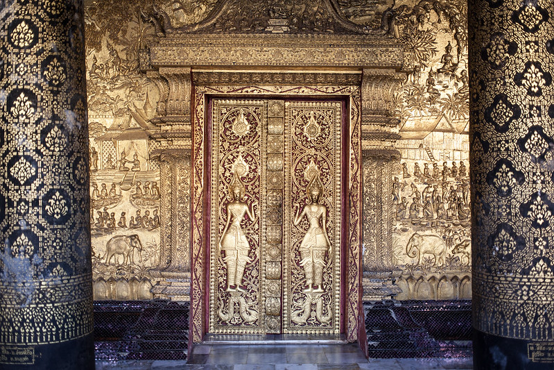 Wat Mai Monastery/temple entry door, Luang Prabang, Laos