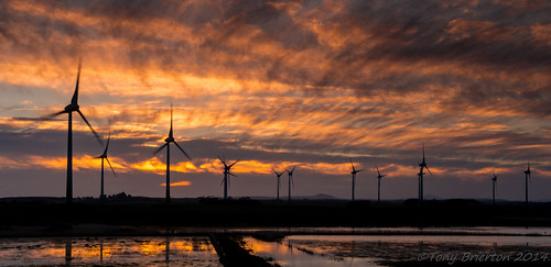 Wind Turbines at Sunset... by Tony Brierton, ..Co.Wexford.ireland sunset strand coast wexford windturbines cowexford 19414 morriscastle