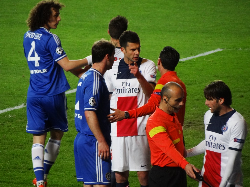 Chelsea FC's David Luiz and Branislav Ivanovic argue with … - Flickr