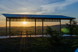 Hilltop rest area, sunset