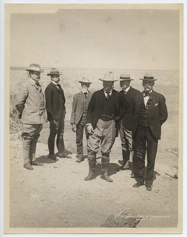 [President Theodore Roosevelt, Pictured with Governor Brodie, at the Grand Canyon, in Arizona]