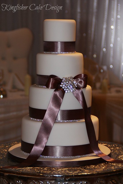 Ribbon & Diamonte Wedding Cake