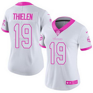 Nike Vikings #19 Adam Thielen White Pink Women's Stitched …