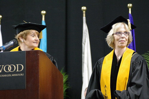 Alumni Association President Judy Forstmann Brown and Alumni merit award winner Janet Lewien