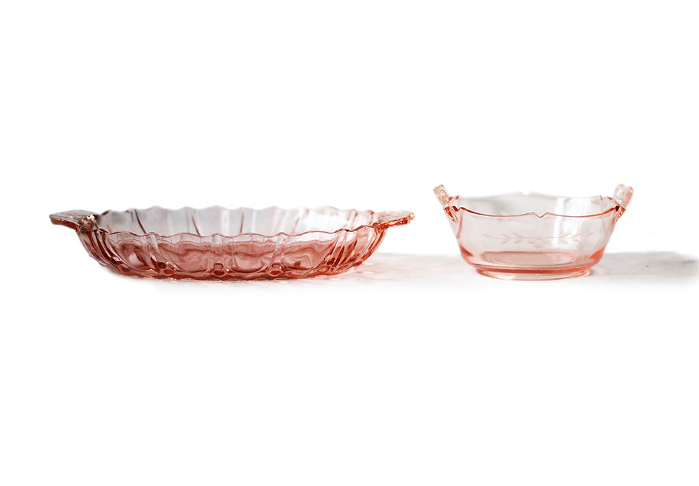 Two Vintage Pink Depression Glass Serving Dishes | listed in… | Flickr