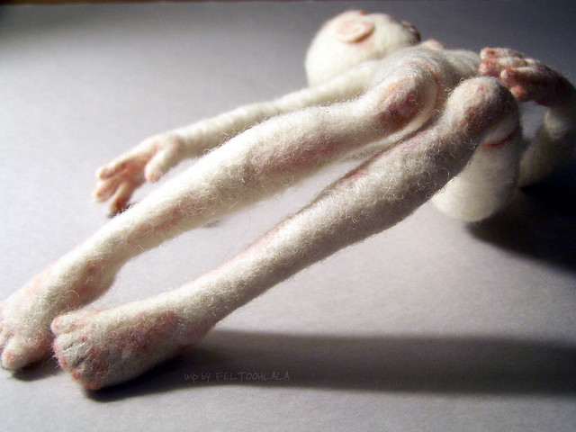 detail doll in progress by FELTOOHLALA.