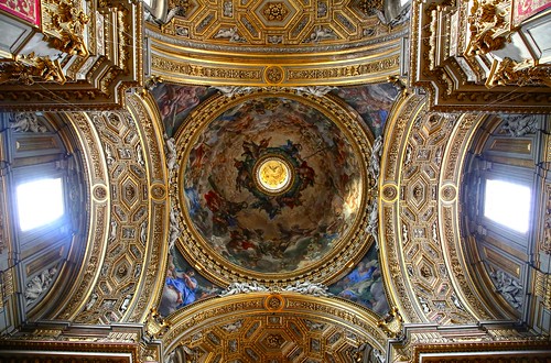 Looking up Santa Maria in Vallicella, Rome, Italy