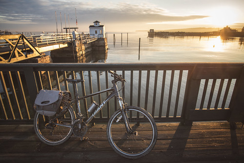 bike pier rockland maine rocklandharbor bikecommute morning bay sun water sunrise