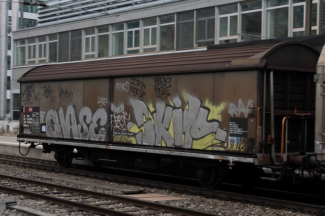 SBB Cargo Güterwagen Hbils-vy 21 85 237 0 480 - 5 mit Graffiti am Bahnhof Bern Bümpliz Nord bei Bern im Kanton Bern der Schweiz