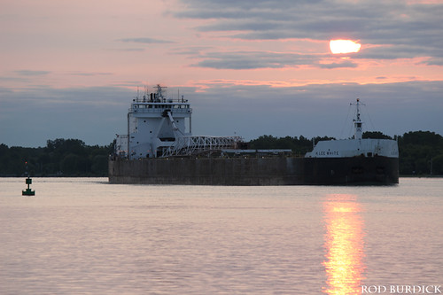hlw72914HI_rb by rburdick27, H. Lee White downbound on the St. Clair River, Harsens Island, MI, at sunrise (7/29/14)
