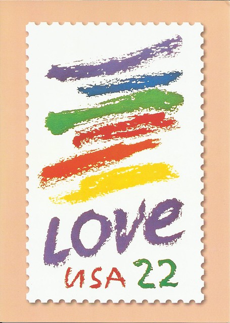 LARGE USPS LOVE 22c stamp postcard