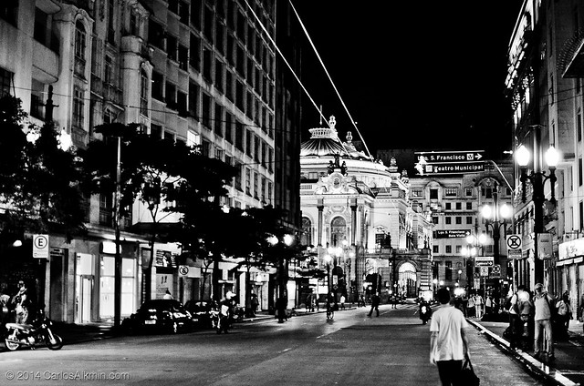 Sao Paulo by night - Xavier de Toledo street towards Municipal Theatre