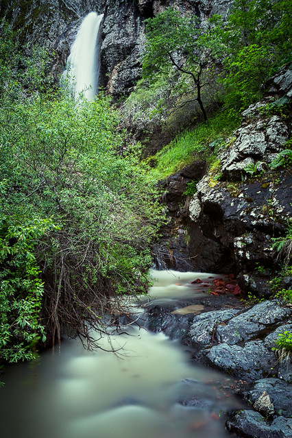 Waterfall and small river near Varzob, Tajikistan