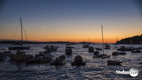 sunset sea moon boats croatia