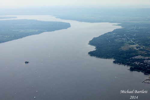 Looking North up the Ottawa River with Tiny Aylmer Island near centre of photo