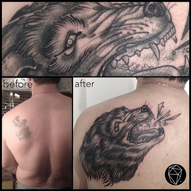 Entry 48 by Furiku19s for Need a wolf tattoo coverup idea for my shoulder   Freelancer
