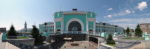 panorama pano city novosibirsk siberia architecture landscape railways station 180 summer glavny building