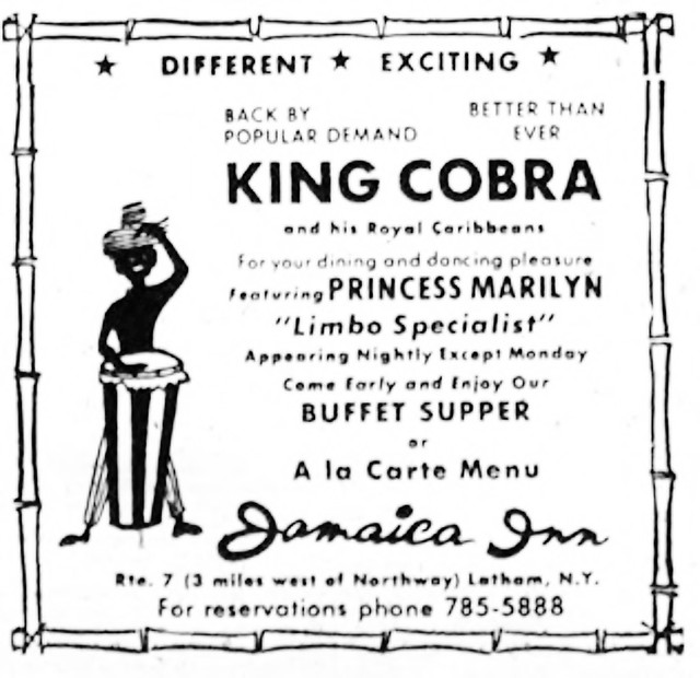 jamaica Inn restaurant/bar with King Cobra  1968  albany ny 1960s