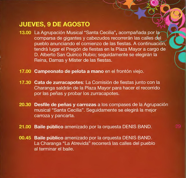 Programa Fiestas de San Lorenzo Año 2012