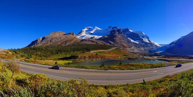 Panoramic view of the Columbia Icefield and glaciers