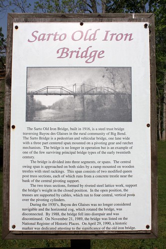 historicbridge moveablebridge swingbridge swingtruss trussbridge austinbrothersbridgecompany sartobridge sartooldironbridge bayoudesglaises avoyellesparish louisiana nrhp nationalregisterofhistoricplaces