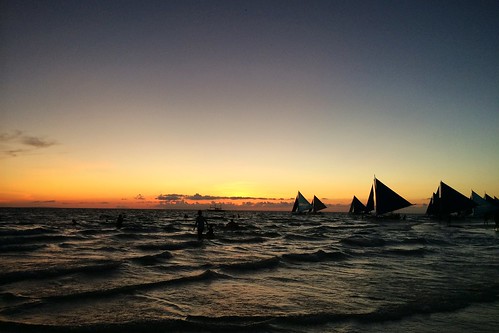 sunset sea boat sailing boracay 海 日落 2014 風帆 長灘島 iphone5s