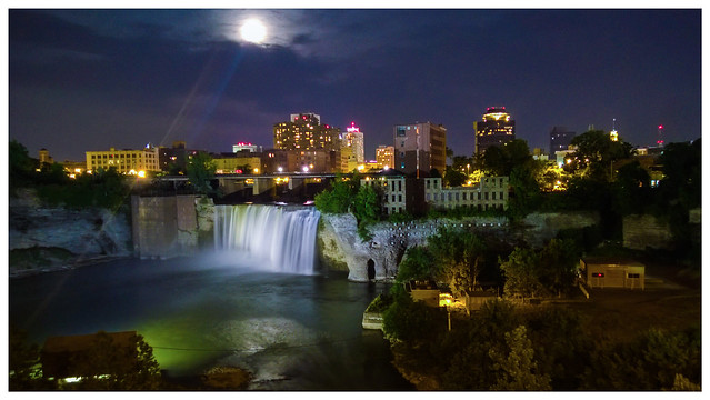 High Falls with Full Moon