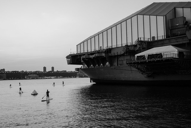 Kayaking and paddleboarding near the USS Intrepid