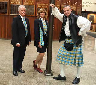Mon, 11/14/2016 - 20:28 - Three GCC professors presenting the GCC Tartan to the Board of Trustees on Nov. 14, 2016 are (left to right) professors: Rick Dudkowski, Donna Ehrhart and Tracy Ford.  