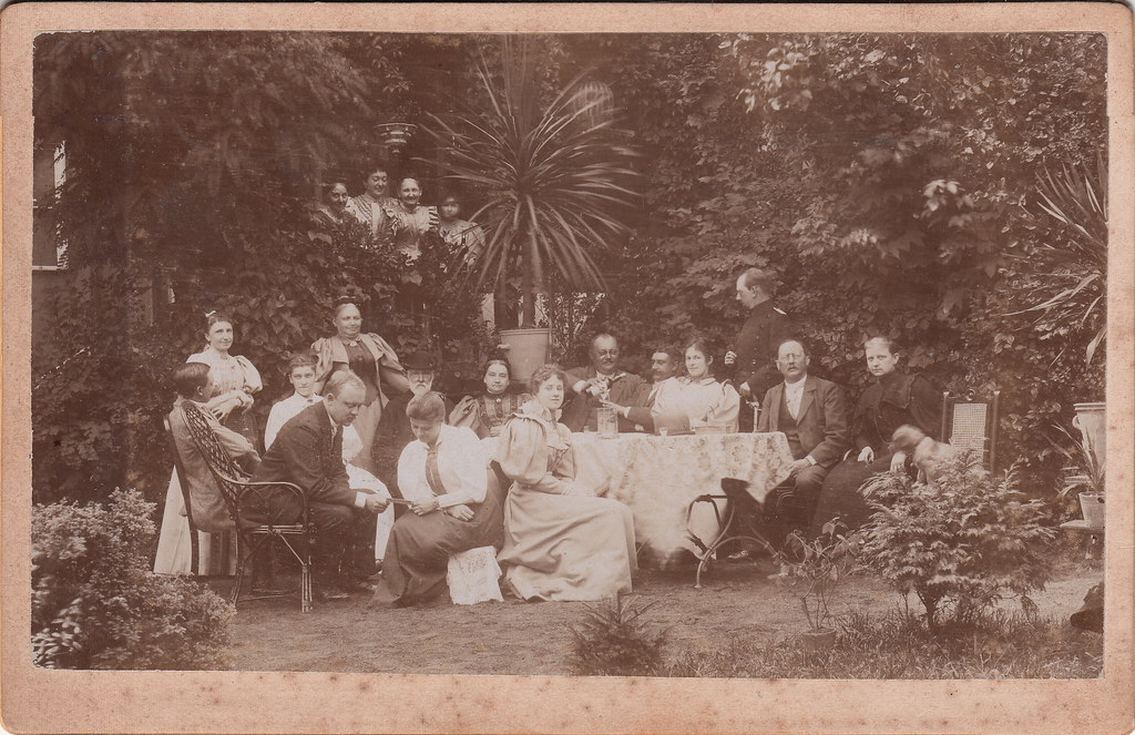 Garden gathering, with onlookers (c.1905)