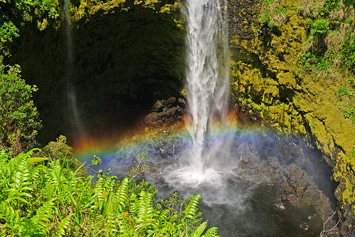 summer rain island hawaii waterfall rainbow rainforest falls jungle tropical bigisland hilo akaka