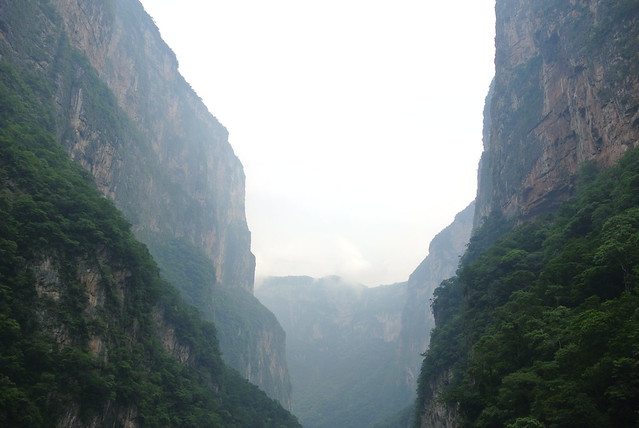 Huge cliffs of the Sumidero Canyon tower above either side of the Grijalva river