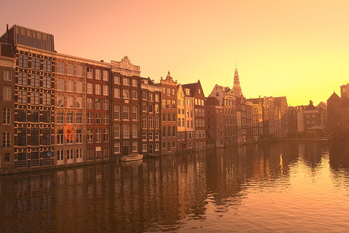 amsterdam sunset lateafternoon city river water building grachten netherlands d7100 panorama