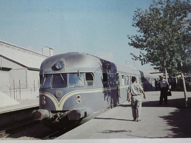 Israel Railways - Haifa Central train station in the 1950s - Maschinenfabrik Esslingen diesel train