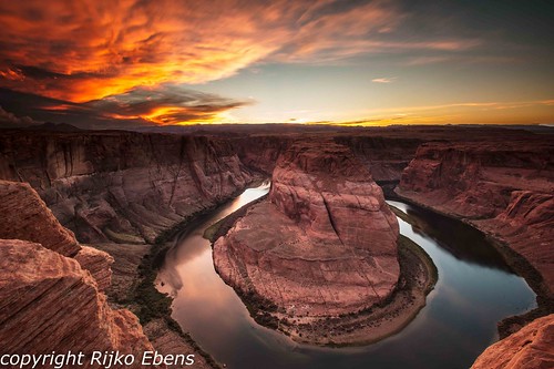 sunset arizona usa page coloradoriver meander glencanyon eveningglow horseshoebend meanderingriver verenigdestaten