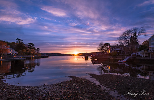 sunset bedford autumn bay inlet ocean homes reflections wharves docks boats ducks sunstar 554pm