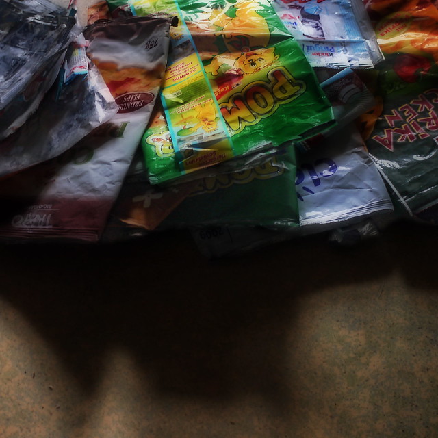 Recycling - Collection of empty bags of savory-snacks for Weaving 