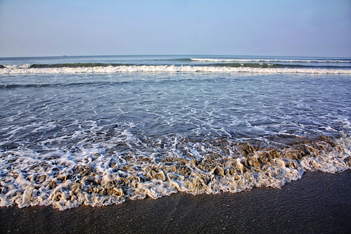 blue sky beach silhouette sand waves 1855mm bangladesh coxsbazar 450d russelljohn