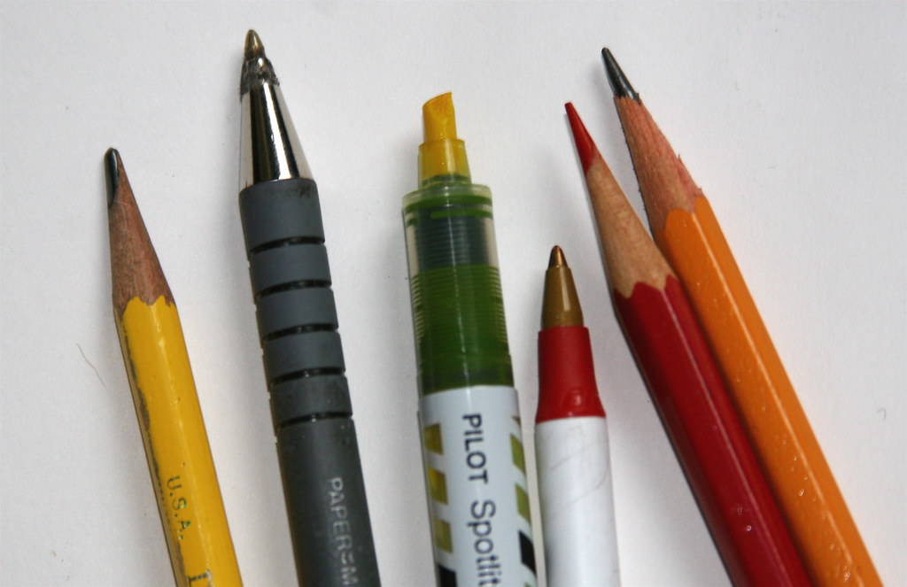 pens, pencils, highlighters
