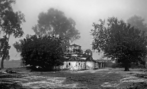 church mist history tree albania architecture archaeology orthodox nature landscape travel