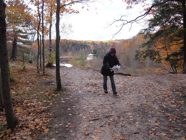 Consulting the map  -  Manistee River Trail