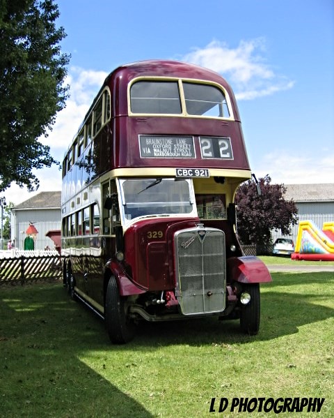 Doubledecker bus at Abbey pumping station