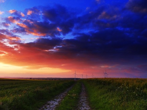 road sunset sky nature weather clouds germany landscape deutschland countryside spring colours view path windmills fields northrhinewestphalia