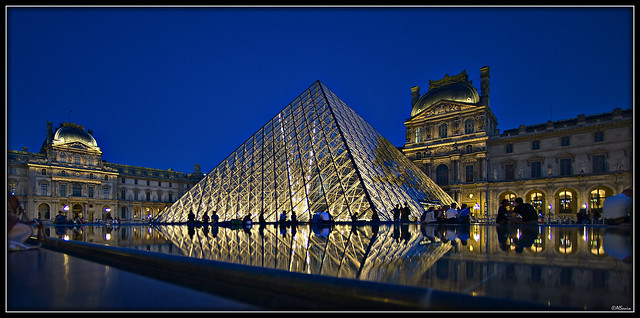 Paris Louvre. Evening. Pyramid.