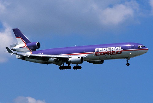 Federal Express McDonnell Douglas MD-11F N614FE (scanned FujiFilm Velvia 50) | by Manuel Negrerie