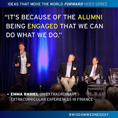 #WisdomWednesday Economics professor Emma Rasiel Ph.D.'03 shared these wise words about the extraordinary extracurricular experiences in finance education that Duke offers, thanks to help from @dukealumni. What do these wise words mean to you? Learn more