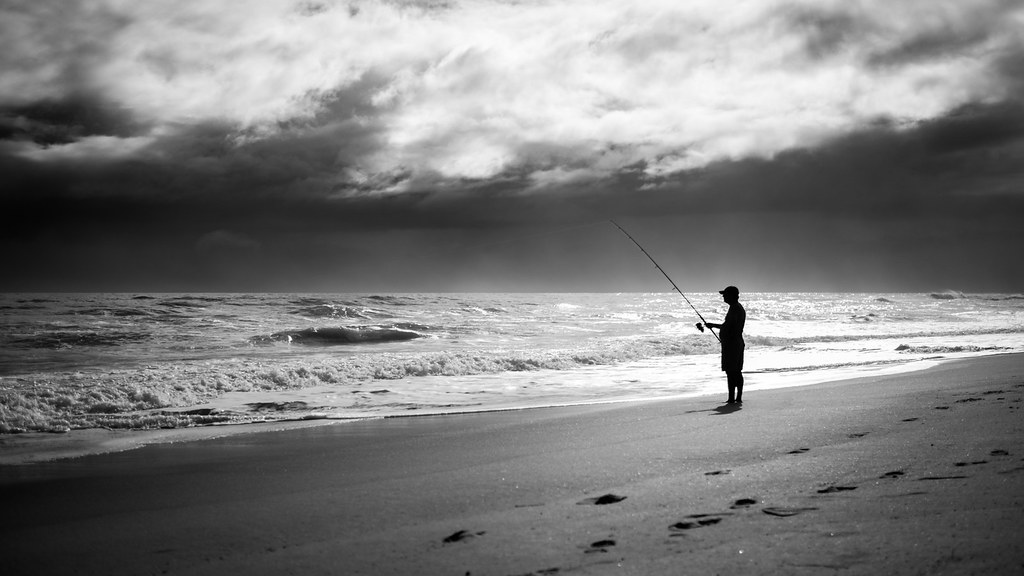 Fishing - Melbourne, Florida - Black and white street photography